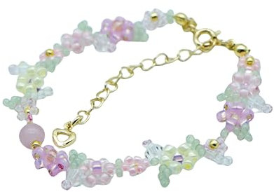 Ichlovdu Rosa Blumen Perlen Armband Handgefertigt Gänseblümchen Boho Böhmische Herz Armbänder für Frauen Mädchen