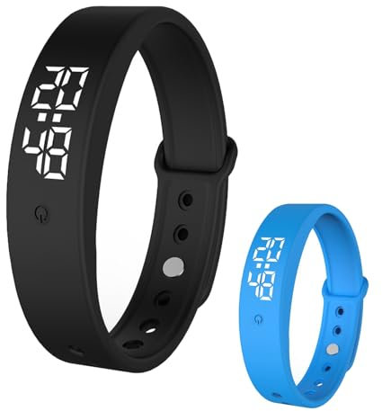 Guegine Vibrating Alarm Reminder Watch, Measure Body Temperature Watch, Rechargeable Vibrating Pill Reminder Alarm Watch and Potty Training Watch for Children & Adults Up to 6 Daily Alarm Clocks