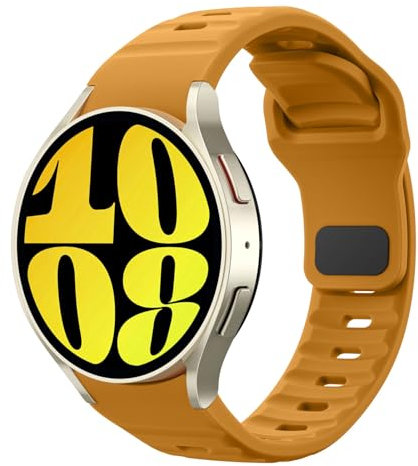 MoKo Correa Robusta Compatible con Samsung Galaxy Watch 7 FE 6 5 4 40mm 44mm/Watch 6 Classic 43mm 47mm/5 Pro 45mm/4 Classic 42mm 46mm, 20mm Pulsera de Repuesto de Silicona para Hombre, Amarillo