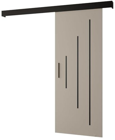 ABIKSMEBLE Salwador Y Système de Porte Coulissante avec un Cache Rail - Bandes Décoratives - Portes Coulissantes Murales Intérieures - Construction Solide - 70x204cm - Cachemire Noir Noir