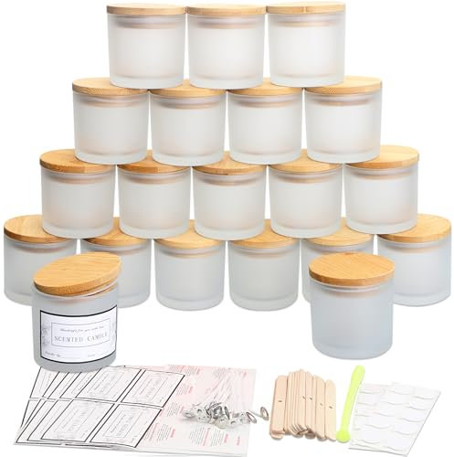 MILIVIXAY 20 Stück 118 ml Milchglas-Kerzengläser mit Deckel und Kerzenherstellungs-Kits – Großpackung kleine leere Kerzengläser für die Herstellung von Kerzen – Gewürz-, Pulverbehälter