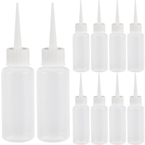 PNPGDYK 10Pcs Squeeze Applicator Bottles 50ml Plastic Squeeze Bottles Salon Hair Color Applicator Bottle for Paint Art, Craft, Liquids, Glue