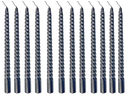 Cadzyre kerzenset – 12 stabkerzen Silber，44g/Stück, pyramidenkerzen，2X25cm Drehen Sie die pyramidenkerzen Silber，Perfekt für Hochzeiten, Partys, Kirchen (argent)