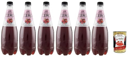 Italian Gourmet Bevanda Frutti Rossi Zero, spritzig, ohne Zucker, 6 x 750ml | Bibita gassata con aromi di bosco; alkoholfrei, erfrischend in PET für, Gesamtnettogewicht 4,5 L + Kostenlos Polpa 400g