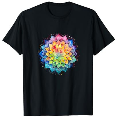 Lotus Blume Regenbogen Mandala Yoga Meditation Achtsamkeit T-Shirt