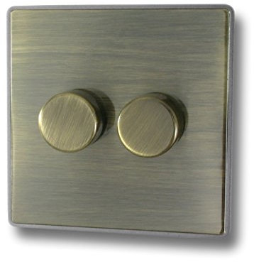 Screwless Antique Brass LED Dimmer Switch (2 Gang) - LAB522