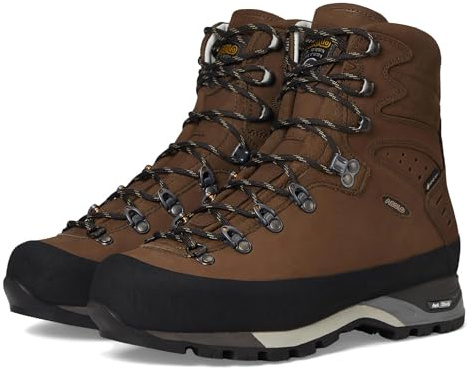 ASOLO Men's Nuptse GV Waterproof Hiking Boots – Nubuck Leather Gore-Tex Lace-Up High-Cut Backpacking Boots w/Vibram Outsole, Brown, 11.5