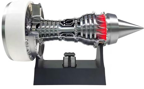 Turbofan Engine Model, Adjustable Speed TR900 Aircraft Engine Jet Engine Model with Light, Mechanical Science Education Toy Gift Decor for Adult, 28cm (Finished Version)