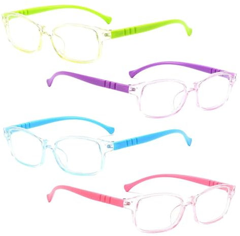 CHSZSH Pack De 4 Lunettes Pour Enfants, Lunettes Claires Pour Enfants, Lunettes Plates Pour Enfants, Lunettes De Jeu Pour Enfants, Accessoires Pour Les Yeux