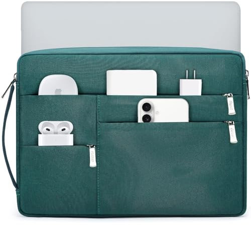 HYZUO 14-15 Pulgadas Funda Ordenador Portátil para MacBook Air 15 M4 M3 M2, MacBook Pro 15, XPS 14/15 Plus, Bolsa Protectora para 14 HP Dell Lenovo ThinkPad Asus Acer HUAWEI, Verde Oscuro