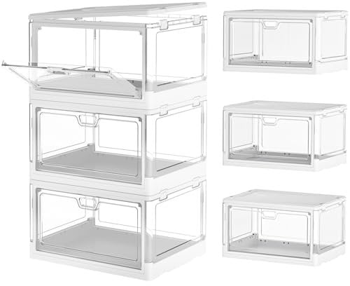 TidyTrove Storage Boxes with Lids - 23L*3 Plastic Storage Box with 3 Lids, Stackable Storage Boxes, Storage Drawers, Large Storage Box with Lids for Bedroom, Living Room, Kitchen, 3 Packs