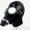 GREEFEI Latex Schwarze Gasmaske,Gummi Vollmaske Unisex Reißverschluss Rückseite,Halloween Kostümzubehör Cosplay Partykostüm M