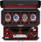ROTHWELL Uhrenbox aus Leder mit 4 Schlitzen und Aufbewahrungsschublade – luxuriöser Schmuck-Organizer, verschließbare Vitrine mit Echtglas-Oberseite – Uhrenbox-Organizer für Damen und Herren (rot)