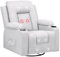 COMHOMA Fauteuil Relaxation en Tissu avec Fonction Inclinable, Recliner Chair, Pivotant à 360 °, 2 Poches Latérales et Porte-Tasse, Gris Clair