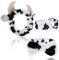 Oruola 4 Stück Abschmink Haarband,Haarband Plüsch Cow,Schmink Stirnband mit Kuhmuster,Cow Haarbands Make Up für Damen,Handgelenk Waschband,SPA Stirnband zum Abschminken,Skincare Headband