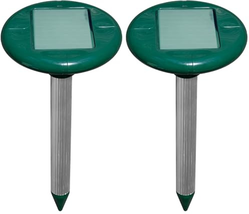 Windhager Wühlmaus- & Maulwurfvertreiber SOLAR, Wühlmausabwehr, Maulwurfschreck, Maulwurfvertreiber, Schlagenabwehr, Eidechsenabwehr, Wirkungsbereich ca. 750m², 02112, Grün (Packung mit 2)
