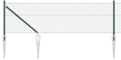 vidaXL Kettengliedzaun mit Pfosten Grün 0,4 x 10 m Stahl, Garten- und Terrassenzaun, stabiles Stahlpaneelset, für draußen, Sichtschutz, Yard-Abtrennung