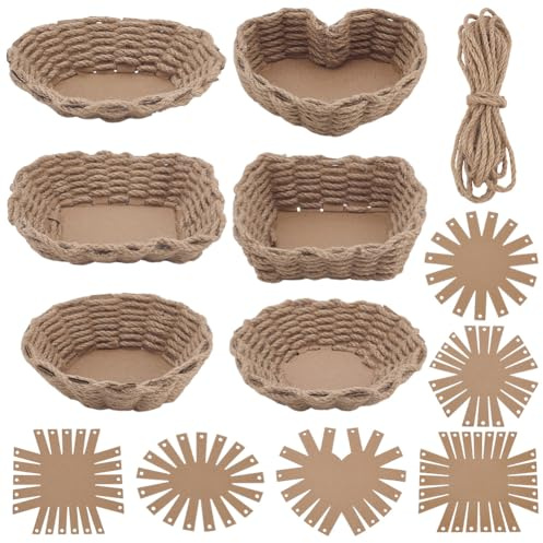 FREEBLOSS 6 Set Korbflechtset Set Zum Basteln von Schnürkörben Kreative Geflochtene Schüssel Geeignet Für Kunst Und Bastelprojekte von Kindern Mit Anleitung Osterkorb Aktivitäten Für Ostern