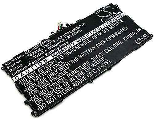 TECHTEK Batterie 6600mAh Compatible avec [Samsung] Galaxy Note 10.1, Galaxy Note 10.1 2014, 2014 Edition, TabPRO TabPRO LTE-A 32GB, TD-LTE, SM-P600, SM-P6000ZWYXAR, SM-P601, SM-P605, SM-P605M, SM-P60