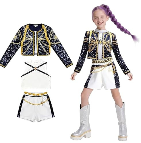 AQDJWHM Koreanpop Demon Filles Costume, Rumi Anime Cosplay Costume, pour Carnaval Cosplay (140)