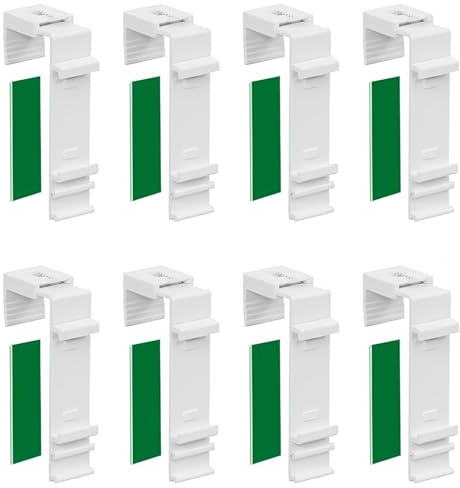 8 Stück Klemmhalter für Klemmfix Doppelrollos, Klemmfix Halterung, Rollos für Fenster zum Kleben, Saugnapf Doppelrollo Kleben, für Holzfenster Ohne Bohren, Sichere Aufhängung an Fenstern