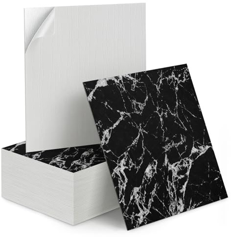 M.J COMFY-LIFE 50PCS Marble Self-Adhesive Wall Tiles 30x30cm – Peel and Stick Wall Panels for Kitchen, Bathroom, Bedroom and Living Room Wall Decor (Black)