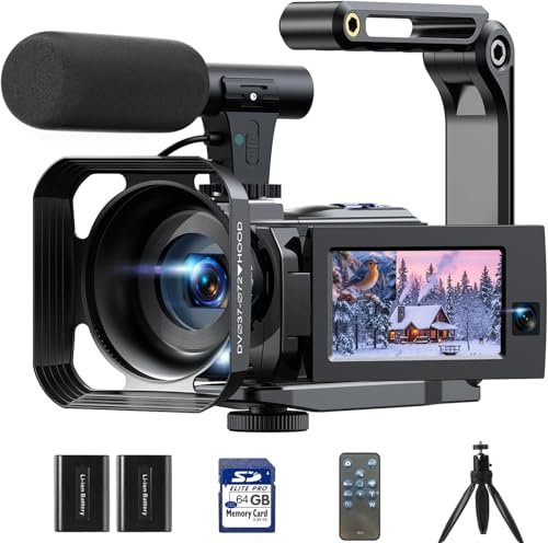 Videocamera Camcorder 5K WiFi 56MP Doppio Lente 16X IR Night Vision Video Camera 3.0 Touchscreen Vlogging Camera per YouTube con 2 Batterie,Scheda 64GB,Telecomando,microfono
