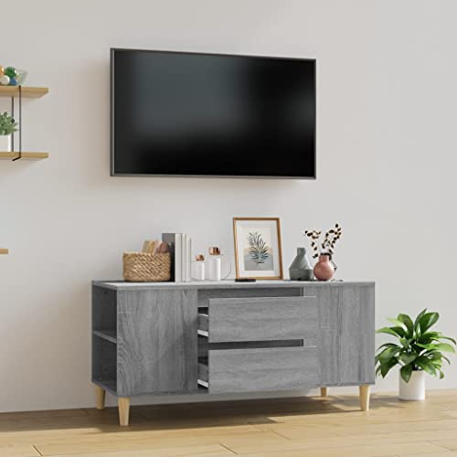 NIVVHOH TV-Schrank Grau Lowboard 102x44,5x50 cm Holzwerkstoff moderner Charme ästhetische Bereicherung für Inneneinrichtung
