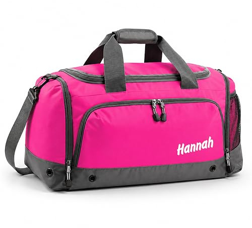 Sporttasche PINK mit Name personalisiert für Kinder & Erwachsene | Individuell bedruckt mit Wunschmotiv, Kleine Reisetasche, Schulsport Schwimmtasche Geschenk Einschulung Schulanfang