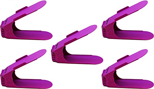 SchuhMe 5 x Verstellbarer Profi Schuhstapler Schuhorganizer Schuhhalter – Magic Shoe Rack Organizer - Sparset für 5 Paar Schuhe (Lila)