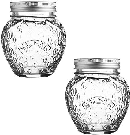 Kilner Marmeladenglas mit Deckel in Erdbeerform | 400 ml | Metall- Deckel | für selbstgemachte Erdbeermarmelade | Einmachgläser mit Schraubdeckel perfekt zum Verschenken