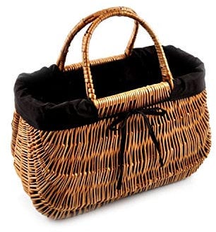 MyBer® Handtasche aus Weide Tasche Weidenkorb Tragekorb Korbtasche Korb Weidenkorb mit schwarzer Stoffeinlage K4-489-SS