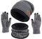 TMEOG Wintermütze Herren Mütze Schal Handschuh-Sets, Touchscreen Handschuhe Beanie Warme Mütze Strickmütze Winterschal Herren mit Fleecefutter (A - Grau)