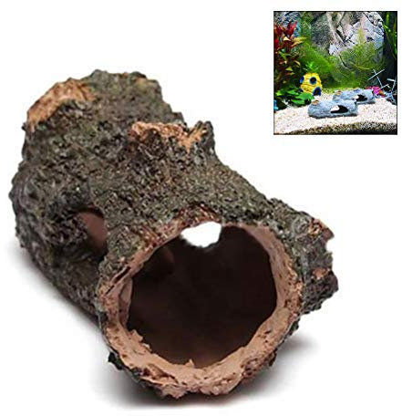 Aqua Ornaments, Aquarium Dekoration Baumstamm, Harz Höhle Aquarium Deko für kleine Garnele Fisch 12,5 x 6,5 x 5 cm