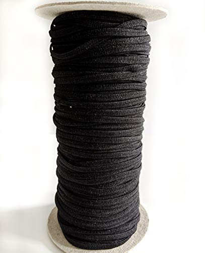 Elastisches Gummiband zum Nähen von Masken, 5 mm breit - 100 Meter Länge in den Farben Weiß oder Schwarz, Schwarz