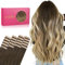 WENNALIFE Tape Extensions Echthaar, 20pcs 50g 50cm 20 Zoll Ombré Walnuss Braun bis Ash Braun und Bleach Blonde Remy Invisible Tape Extensions Seidig Gerade Echthaar Extensions Skin Weft Tape Ins