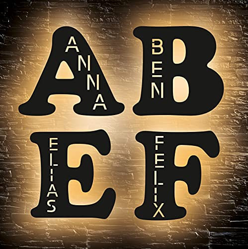 Buchstabe Led personalisierte Name auf Ihrem Anfangsbuchstaben Lasergravur aus MDF Holz Schlummerlicht Nachtlicht Alphabet Geschenk für Sie Ihn - Kinderzimmer - Geburtstag - in 13 Farben