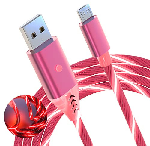Light Up Micro USB Cable with Multi-Control Switch Compatible with Samsung Galaxy S7/S6/J7, Edge S5, LG G4, HTC, Moto, Kindle LED Fast Charging Cable(Red,6.6ft)