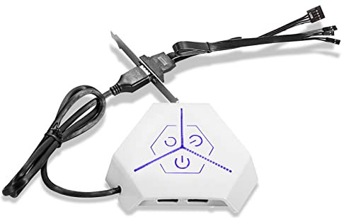 Zunate External PC Power Switch Button,1.2M Desktop PC Switch,Power Supply on/Off Reset Push Button with Dual USB Port, for Desktop PC Computer Case