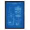 Nacnic Kaffeemaschine 3 Kunstdruck mit Rahmen, Antikes Patent in Größe A3 mit blauem Hintergrund, mit Rahmen