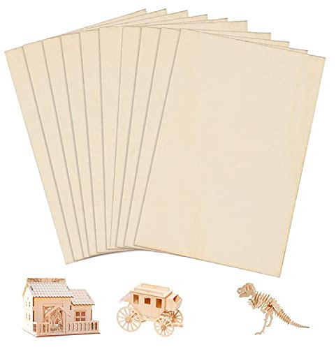 TSKDKIT A5 Plywood Sheets Basswood Sheet 3mm Craft Wood Blank Unfinished Wood Board for Craft DIY Painting Modelling Fretwork Engraved Home Decor(22 x 15cm)