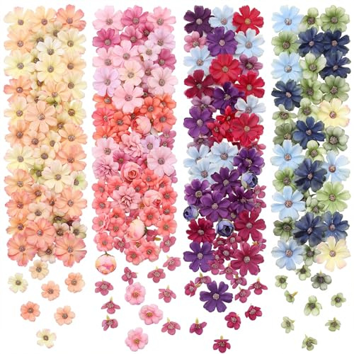 Geosar 120 Pcs Artificial Flowers Bulk Mini Silk Flower for Crafts Fake Small Flowers Heads Floral Arrangement Decor for Spring DIY Wreath Wedding Bouquet Decoration(Multicolor,Classic Style)