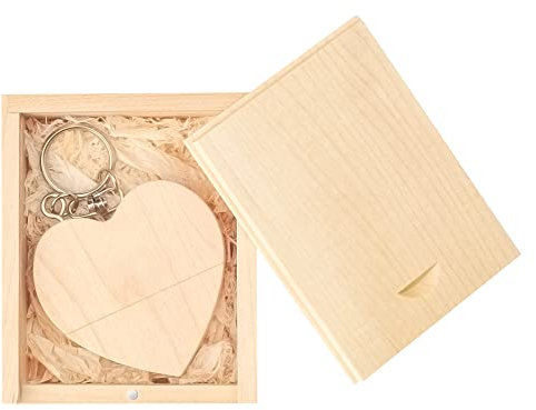 Clé USB 64Go cœur-Naturel avec boîte, LEIZHAN Mémoire Stick USB Pendrive Flash Drive en Silicone Cadeaux pour étudiants, familles et Enfants (64Go,cœur Naturel avec boîte)