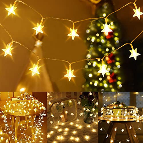 Lichterkette Batterie, Craicr 5M 50er Micro Sternen lichterkette Batterie warmweiß Weihnachten, Lichterkette Kinderzimmer Hochzeit Geburtstag Holiday Party Schlafzimmer