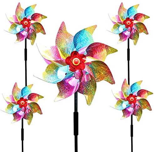 Bird Scarers Windmills For Garden,Multicolour Reflective Bird Deterrent Windmill Pigeon Deterrent Windmills for Garden Windmills for Children (5PCS Color flash windmill)