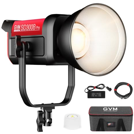 GVM Foto-Beleuchtung, 300 W, zweifarbig, Studioleuchten mit 45°-Standard-Reflektor, 65700 Lux @ 1 m, CCT 2700~6800 K, 12 Beleuchtungsszenen, App-Steuerung, LED-Videoleuchte