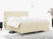 MKS MEBLE Boxspringbett 180x200, Bett 180x200 mit Matratze H3, Boxspringbett 180x200 mit Bettkasten und Topper, Polsterbett 180x200 Füße - GRIMALDI - 180x200 - Creme Kunstleder - H3