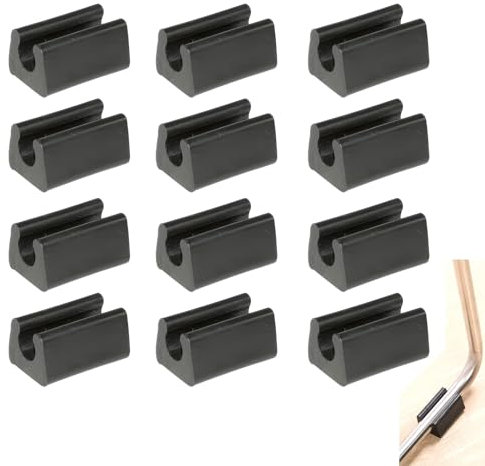DHWEKU 12pcs Patin Pied Chaise Tube Embout Tampon Capuchon Bouchon Protection Plancher Meuble Forme U en Plastique Chaise Casquettes,Chaise Jambe Caps Silicone Tube Pince (10mm,Schwarz)