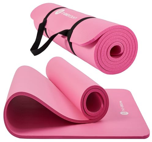 TASHIDROLMA Yoga Matte Dicker, NBR Yogamatte Rutschfest Mit Tragegurt, Für Gymnastikmatte, Fitnessmatte, Sportmatte, Trainingsmatte, Dicke 1cm (183x61cm)