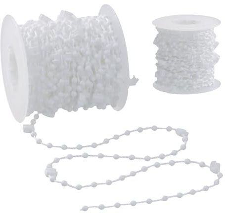 Vesaneae 10 Meter Vertikal Rollokette Endloskette,Reparatur Rollenvorhang Perlenseil,Vertikale Jalousien Perlenkette,Weiß Rollo Perlenkette Ersatzteil,Vertikales Rollo,für Vertikaljalousien